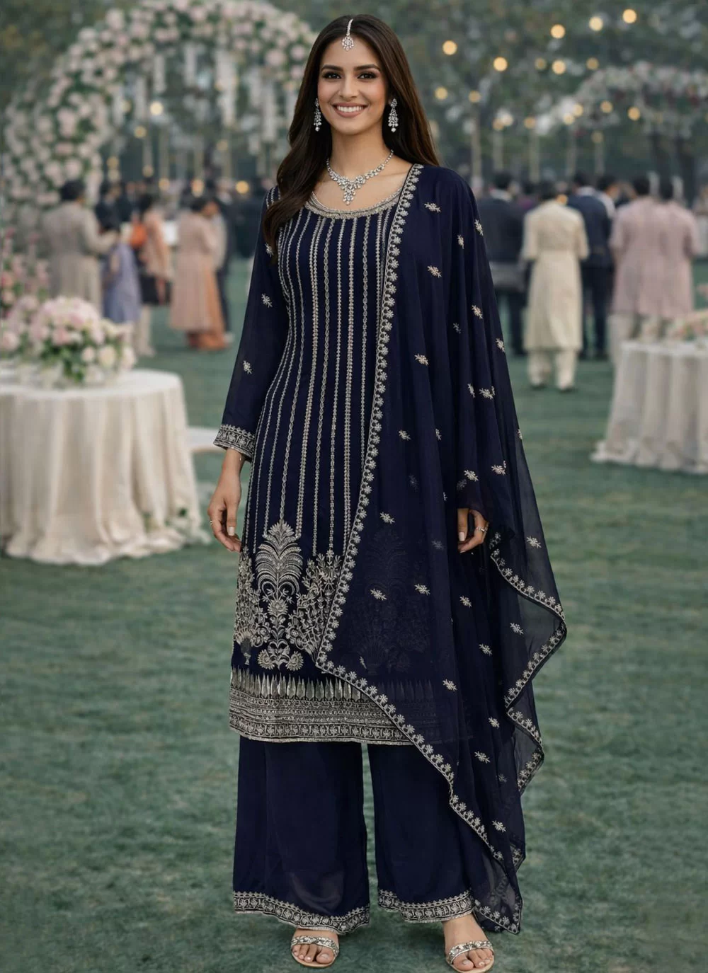 Tempting Turquoise Georgette Salwar Suit